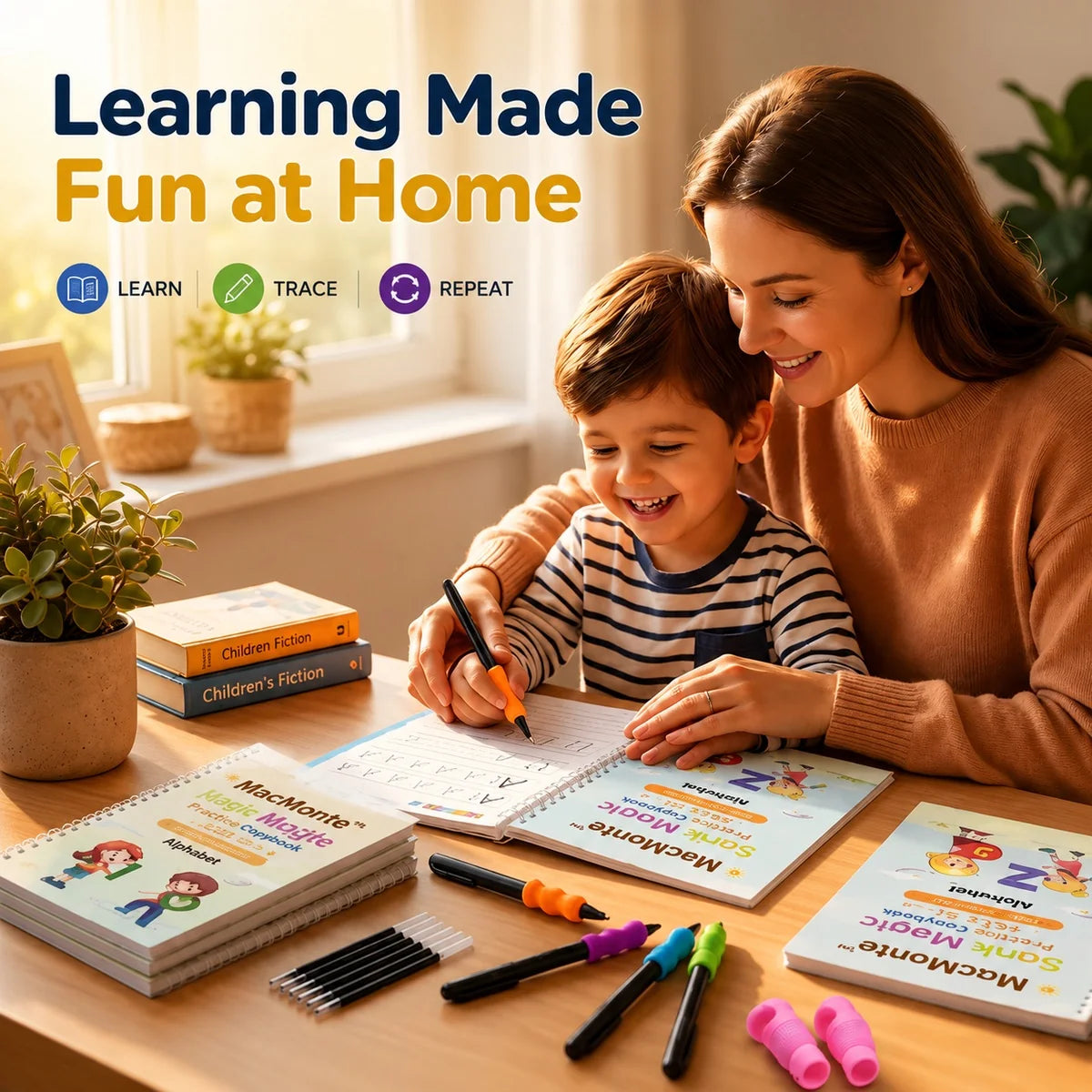 🪄 Magic Practice Copybook for Kids – Complete 4-in-1 Reusable Learning Kit ✨📚